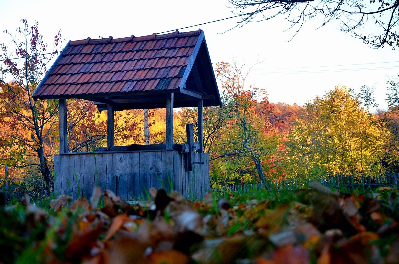 autumn, well, water, yellow, colors, relaxation, nature