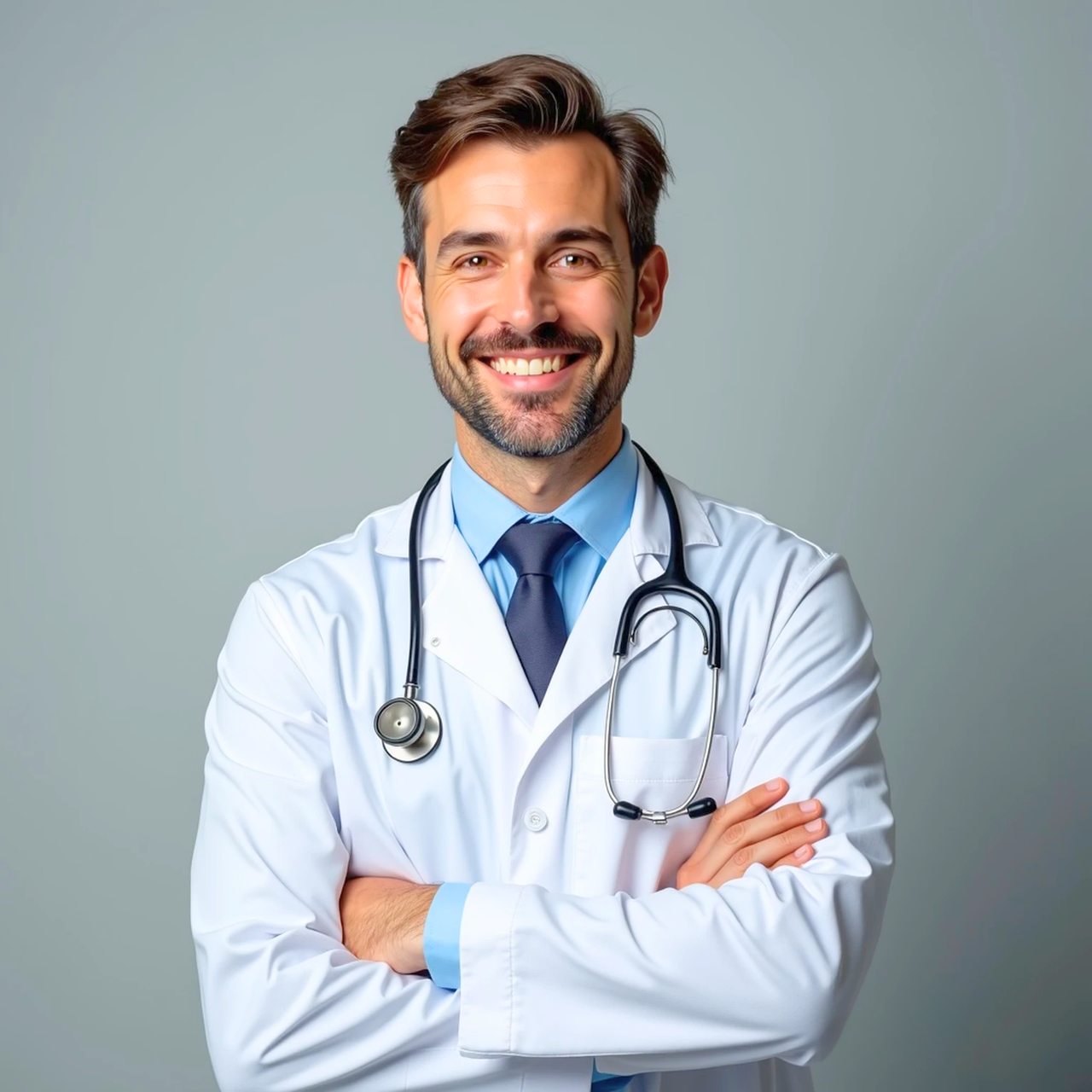 ai generated, doctor, hospital, healthcare, stethoscope, male, smiling, portrait, worker