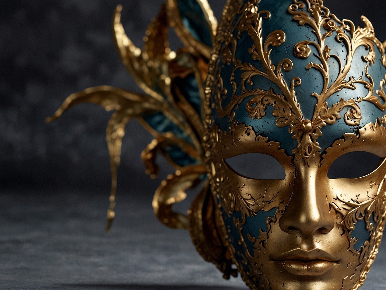 mask, carnival mask, gold, elegant, venetian, fashionable, decorative, luxury, jewels, blue, floral pattern, traditional, artistic, details, carnival, venice, festival, historic, charming, baroque style