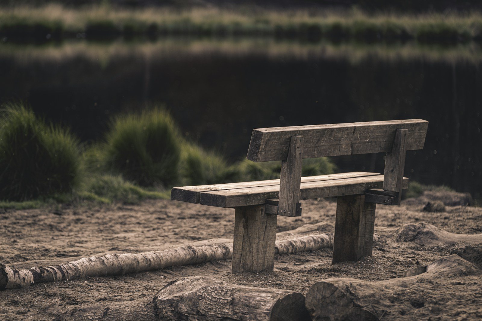 grey wooden bench