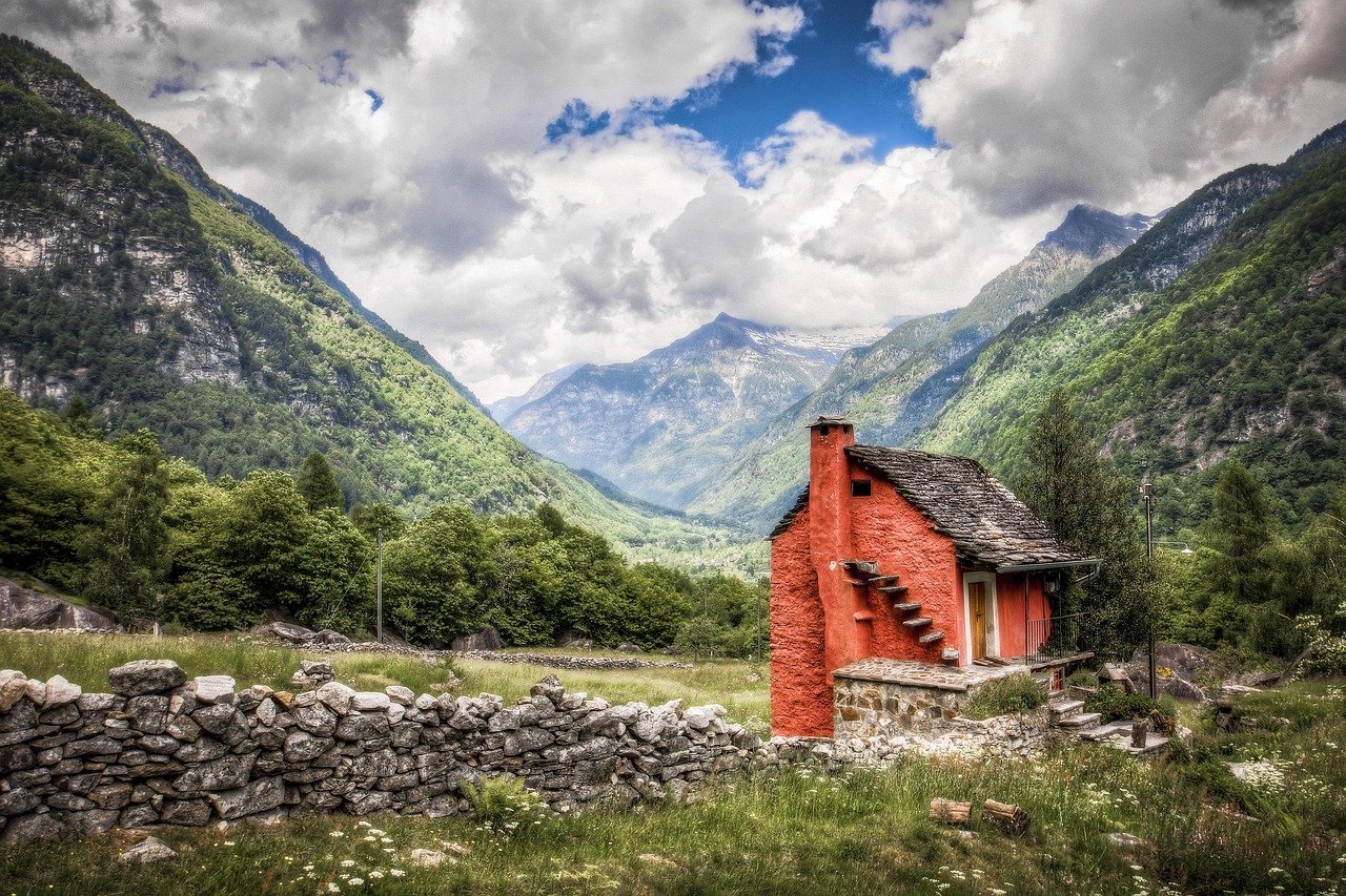 mountains, clouds, cottage, cabin, alps, mountain ranges, mountainous, mountain landscape, switzerland, landscape, nature, alpine, house, swiss alps, building, ticino, old house, rural, countryside, mountains, cottage, switzerland, switzerland, house, house, house, house, house, old house