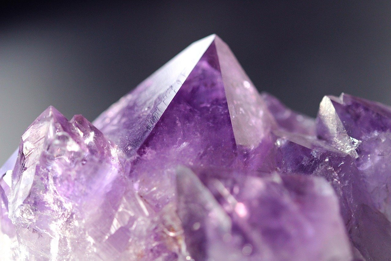 amethyst, crystal, gemstone, purple, nature, mountain, glitter, magic, light