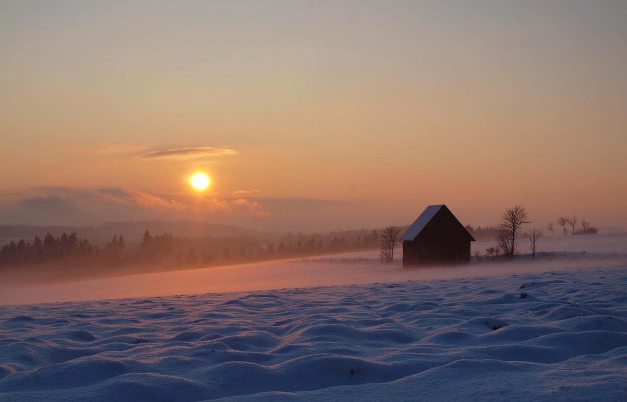 snow, house, winter, cold, sunset, landscape, foggy, nature, bavaria, germany, franconian forest, field, frankenwald, sunset, landscape, landscape, landscape, landscape, landscape