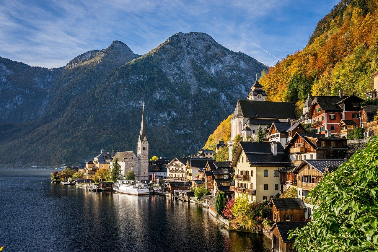 hallstatt, lake, village, tourism, alps, alpine, church, nature, hallstatt lake, austria, upper austria, church tower