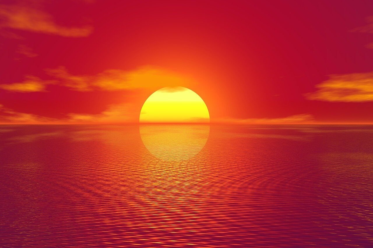 sunset, sea, horizon, sun, sky, ocean, reflection, mirroring, water reflection, dusk, twilight, orange sky, setting sun, nature, calm, tranquil, sunset, sunset, sunset, sun, sun, sun, sun, sun, sky