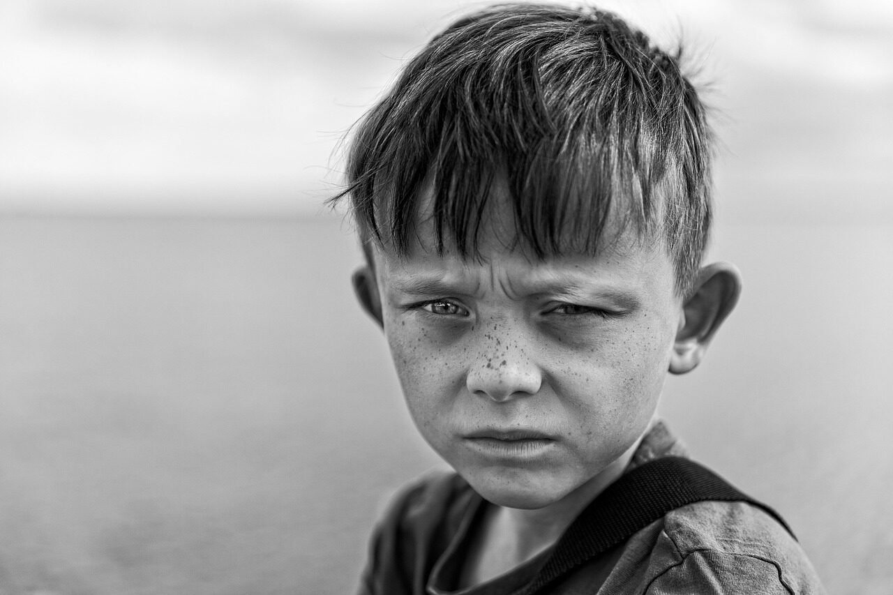 little boy, boy, kid, child, portrait, outdoors, monochrome, black and white