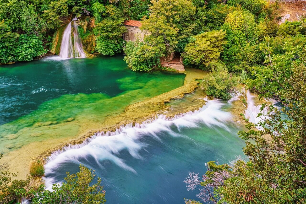 krka, river, waterfall, waterfalls, croatia, nature, water, landscape, forest, trees, krka river, waterfall, waterfall, waterfall, waterfall, waterfall, croatia, nature